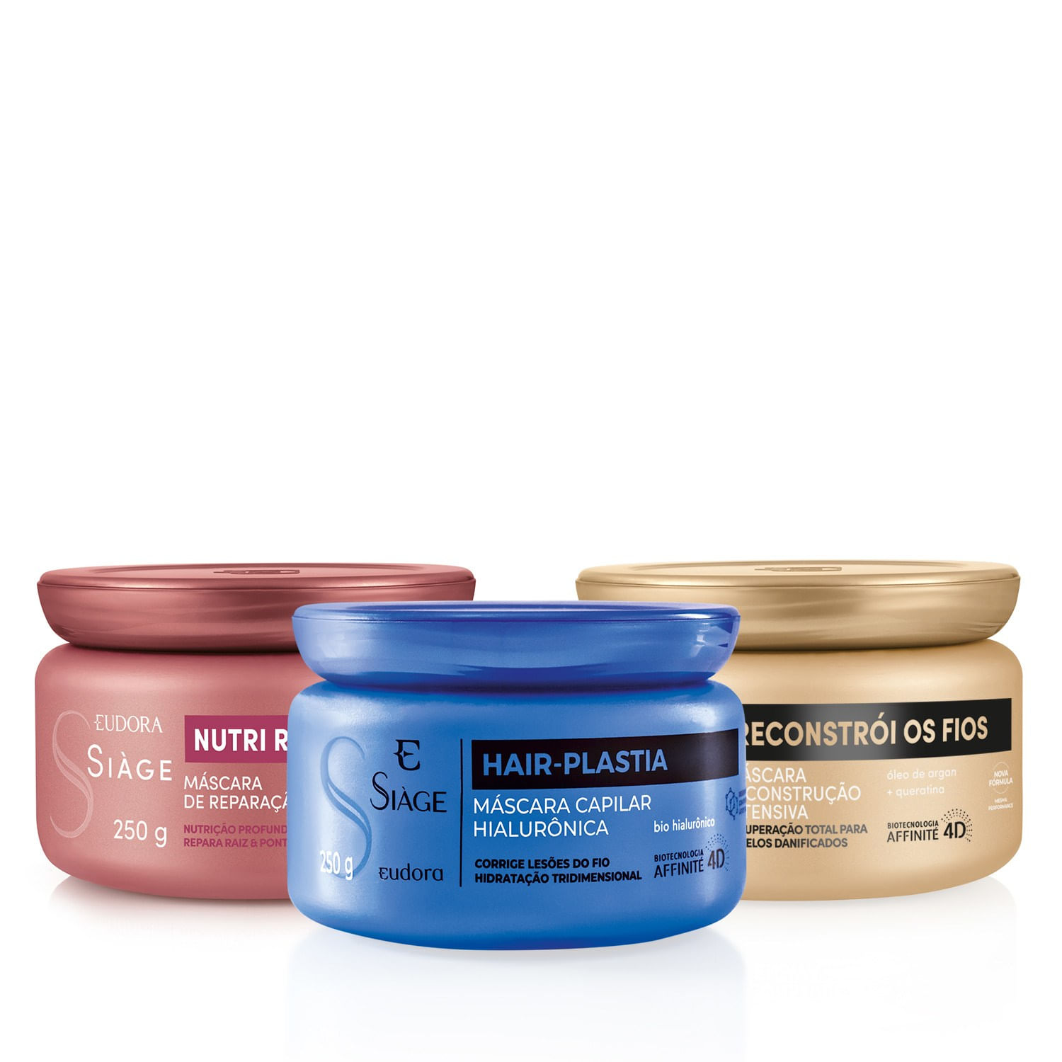 Miniatura Combo Siàge Máscaras: Hair-Plastia 250g + Nutri Rosé 250g + Reconstrói Os Fios 250g