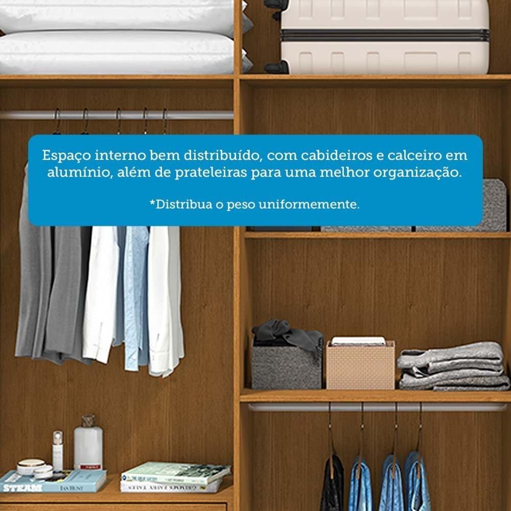 Guarda-roupa Casal 230,10cm 6 Portas Ripado 6 Gavetas 100% Mdf Magnólia Cinamomo/Off White