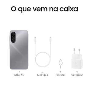 Celular Samsung Galaxy A17 4G Tela 6.7" 256GB Super AMOLED Câmera Tripla 50MP Cinza