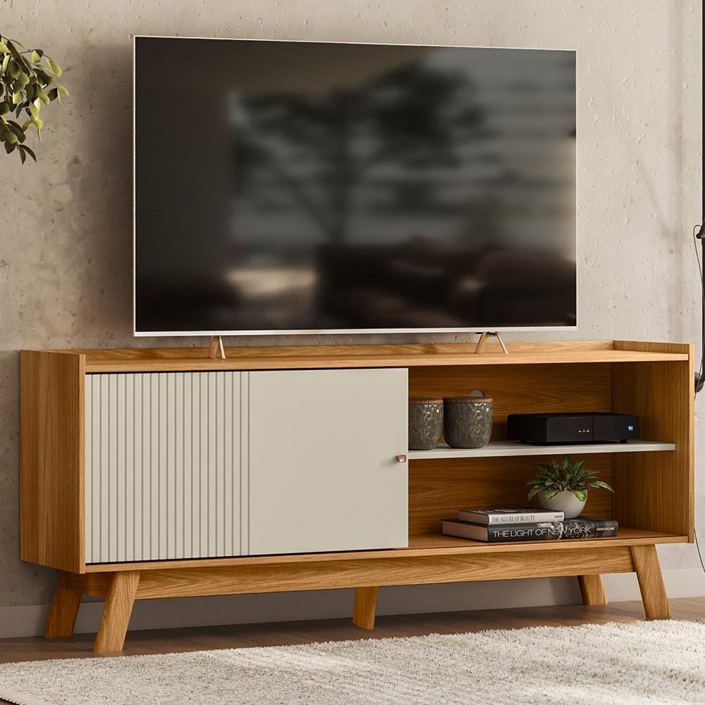 Miniatura Rack Bancada De Tv 65 Polegadas Arum L06 Nature/off White - Mpozenato