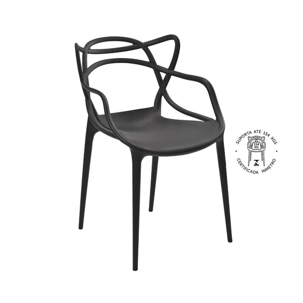 Miniatura Cadeira De Jantar Allegra Pp Preto Rivatti Kit 6 Unidades