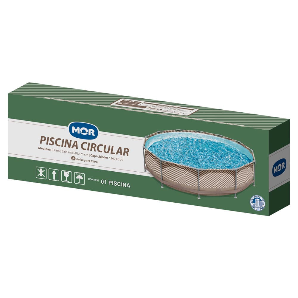 Piscina Redonda Estrutural PVC 7200 Litros 3.66 x 3.66m Mor