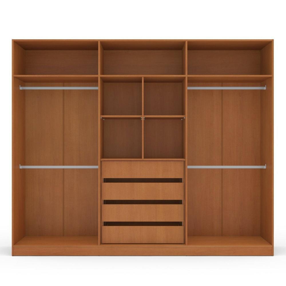 Miniatura Guarda Roupa 6 Portas 4 Gavetas Lisboa Freijó/Azul