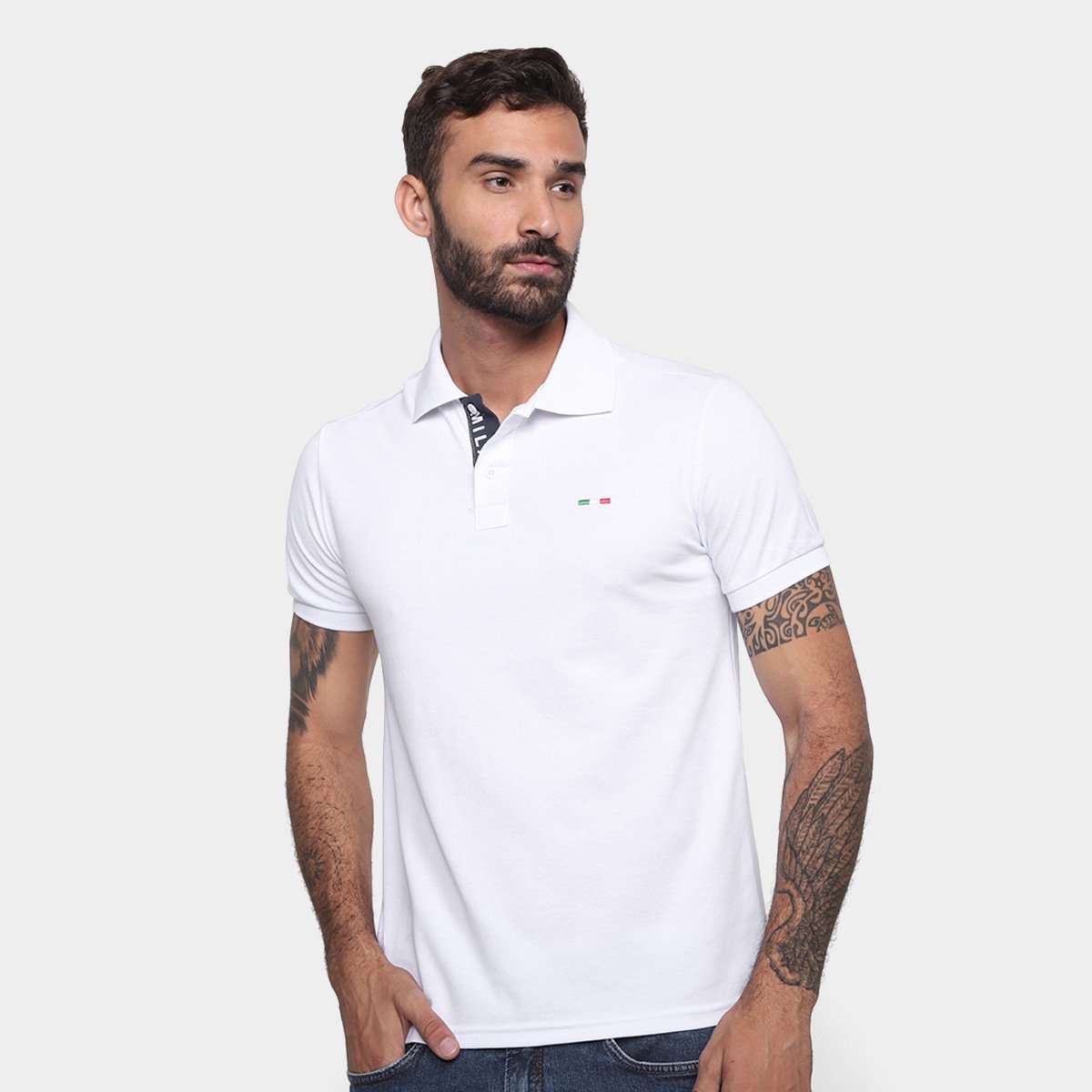 Miniatura Kit Camisa Polo Industrie Básica Masculina 2 Peças Preto+Branco - G