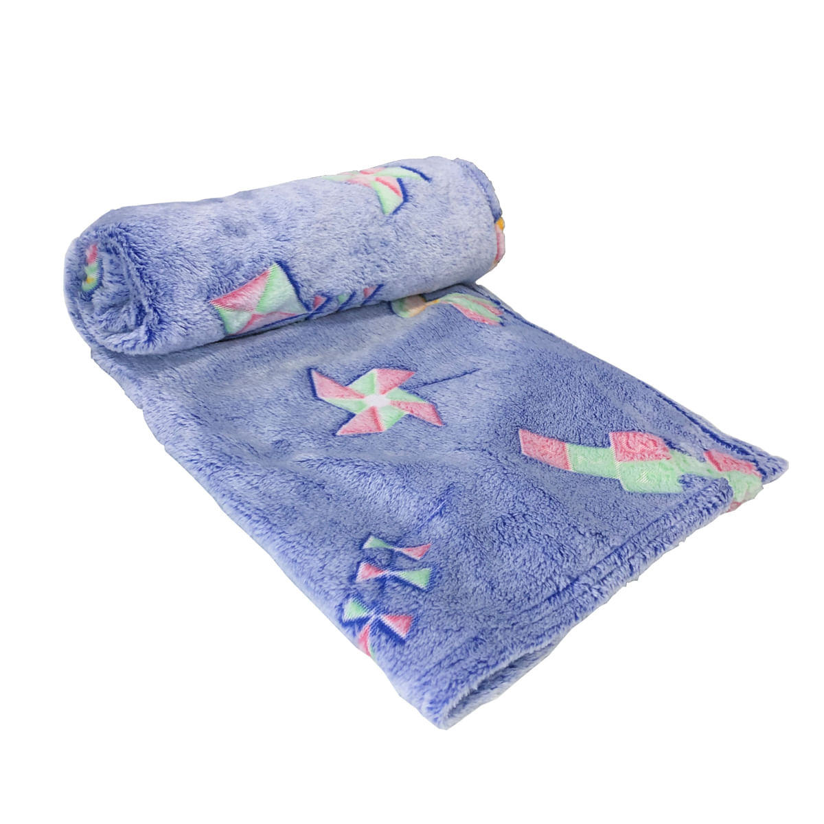 Miniatura Manta Cobertor Para Bebê Tecido Antialérgico - Hannys Baby Azul