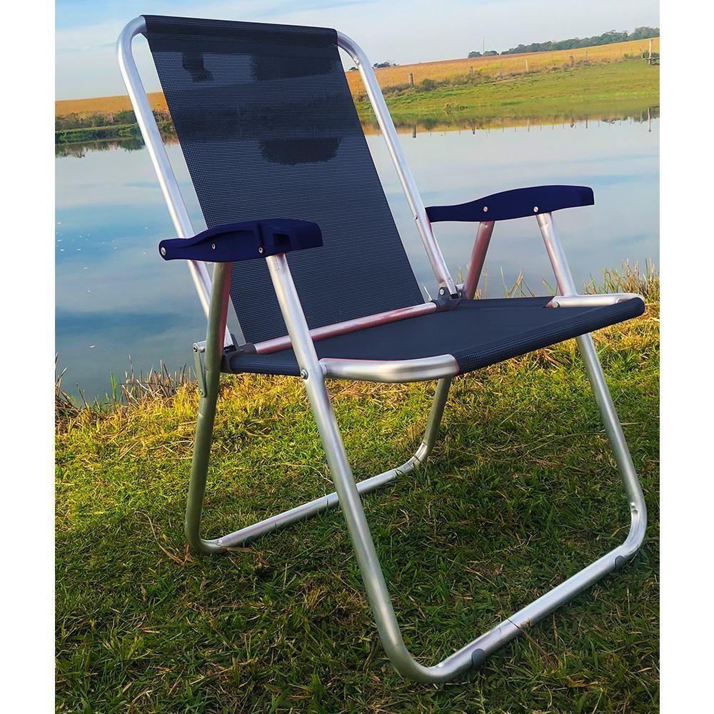 Miniatura Cadeira Praia Max Alumínio Oversize Reforçada Até 140kg Zaka Cor:azul Azul