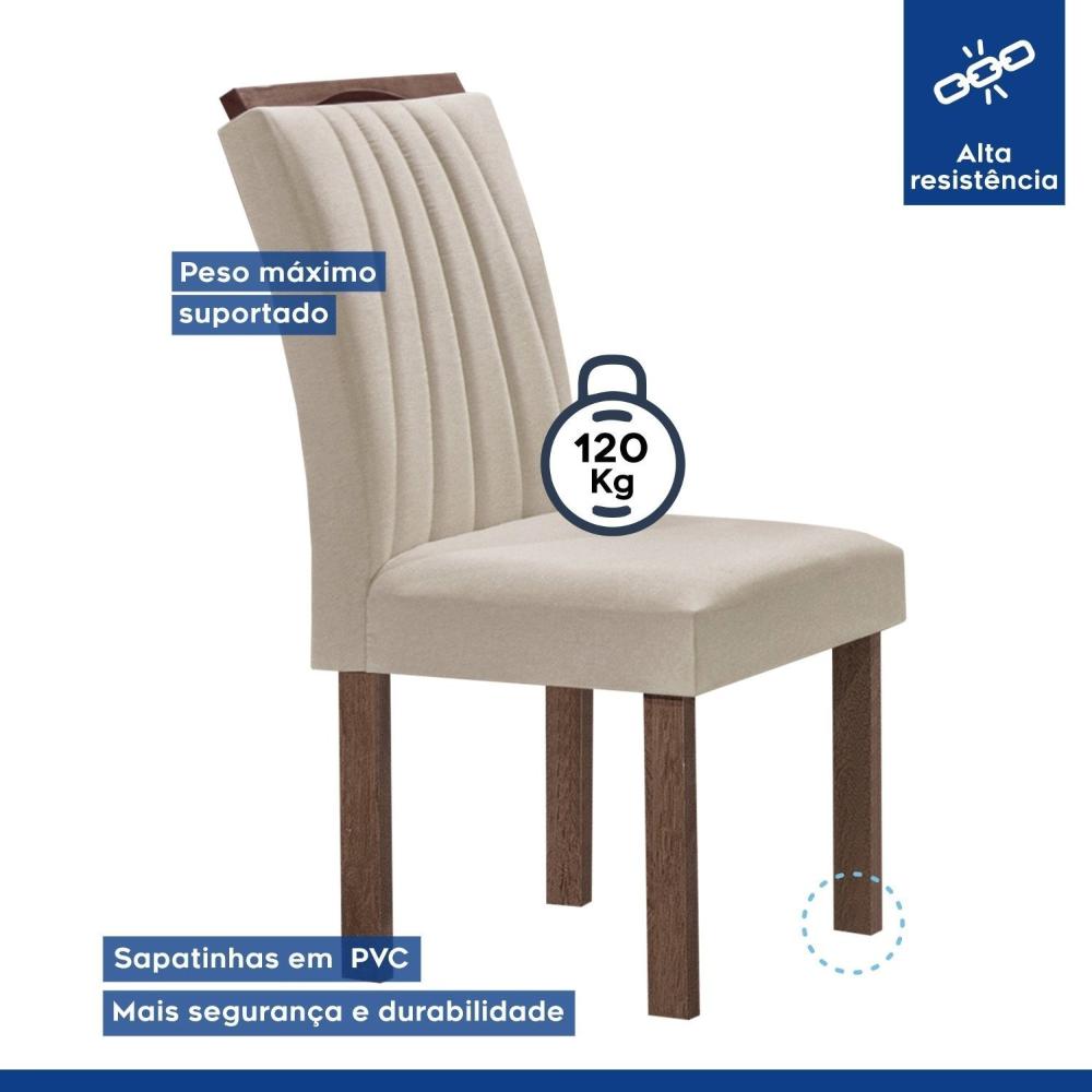 Conjunto Mesa Tampo Slim Plus Vidro Kansas 100cm 4 Cadeiras Arizona Chocolate/Off White/Suede Bege