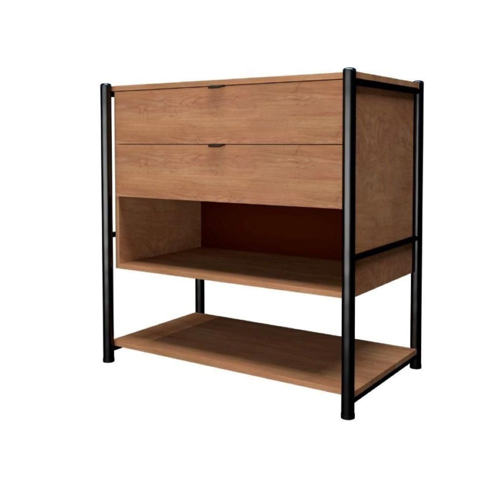 Miniatura Cômoda para Quarto Moderna 2 Gavetas 2 Prateleiras Preto/Marrom