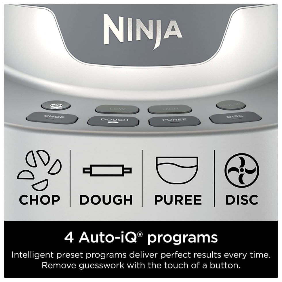 Miniatura Ninja NF701 Processador de Alimentos 2,8L com 4 Funções 2 Lâminas e 2 Discos, 1200W, 110V, Cinza