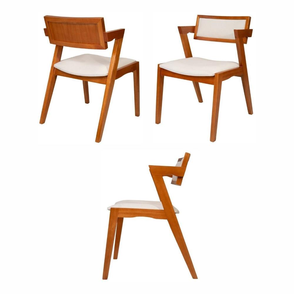 Conjunto Mesa Fortaleza com 6 Cadeiras em Madeira e Estofada Ímola Authentic Espresso Móveis Champagnhe/Off White