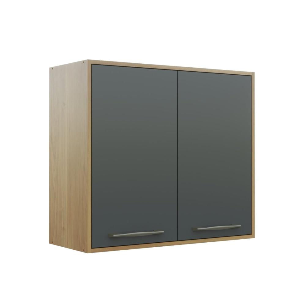 Armário Aéreo para Cozinha 2 Portas 80cm Austria Valdemóveis Cinamomo/Grafite