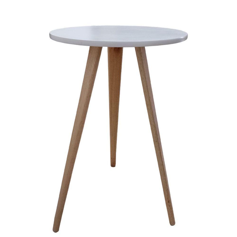 Miniatura Mesa De Canto Lateral E Apoio Sala Quarto Pé Palito 68 Cm Branco