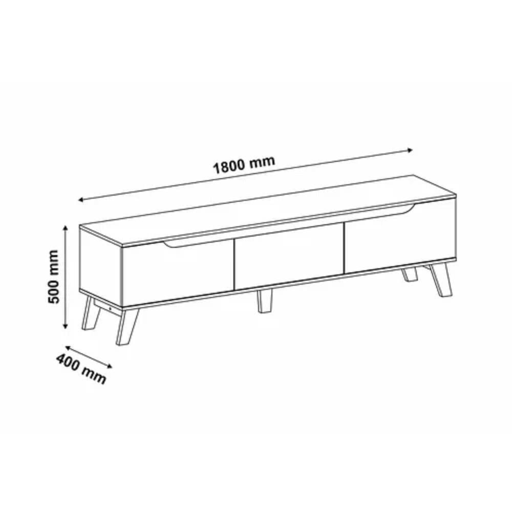 Miniatura Rack para TV até 75 Polegadas 180cm 2 Portas 1 Gaveta Liverpool Yescasa Pinho Ripado/Off White