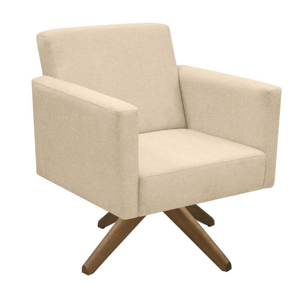 Miniatura Poltrona Jade Aconchego Decor Tecido Boucle Base Giratória Areia