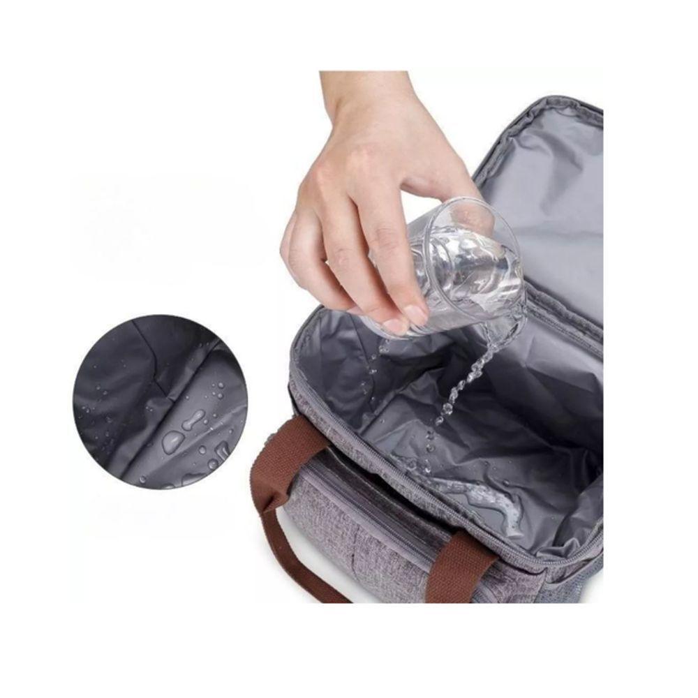 Miniatura Bolsa Termica Marmita Lancheira Multiuso Alça Trabalho Passeio Academia Dois Compartimento Preto