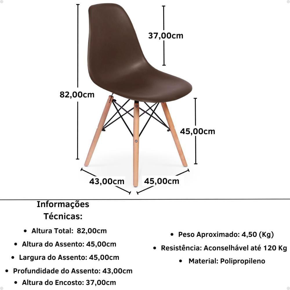 Miniatura Conjunto Mesa De Jantar Redonda Luana Amadeirada Preta 100cm Com 4 Cadeiras Eames Eiffel - Marrom