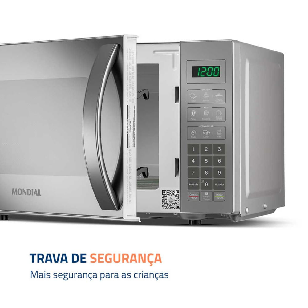 Miniatura Micro-Ondas Mondial 1200W MO-01-21-E Cinza Espelhado - 110V