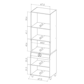 Miniatura Paneleiro Nesher Simone Mendes em MDF 15mm com 4 Portas, 1 Gaveta e 3 Prateleiras - 70cm de largura - Carvalho/Greige