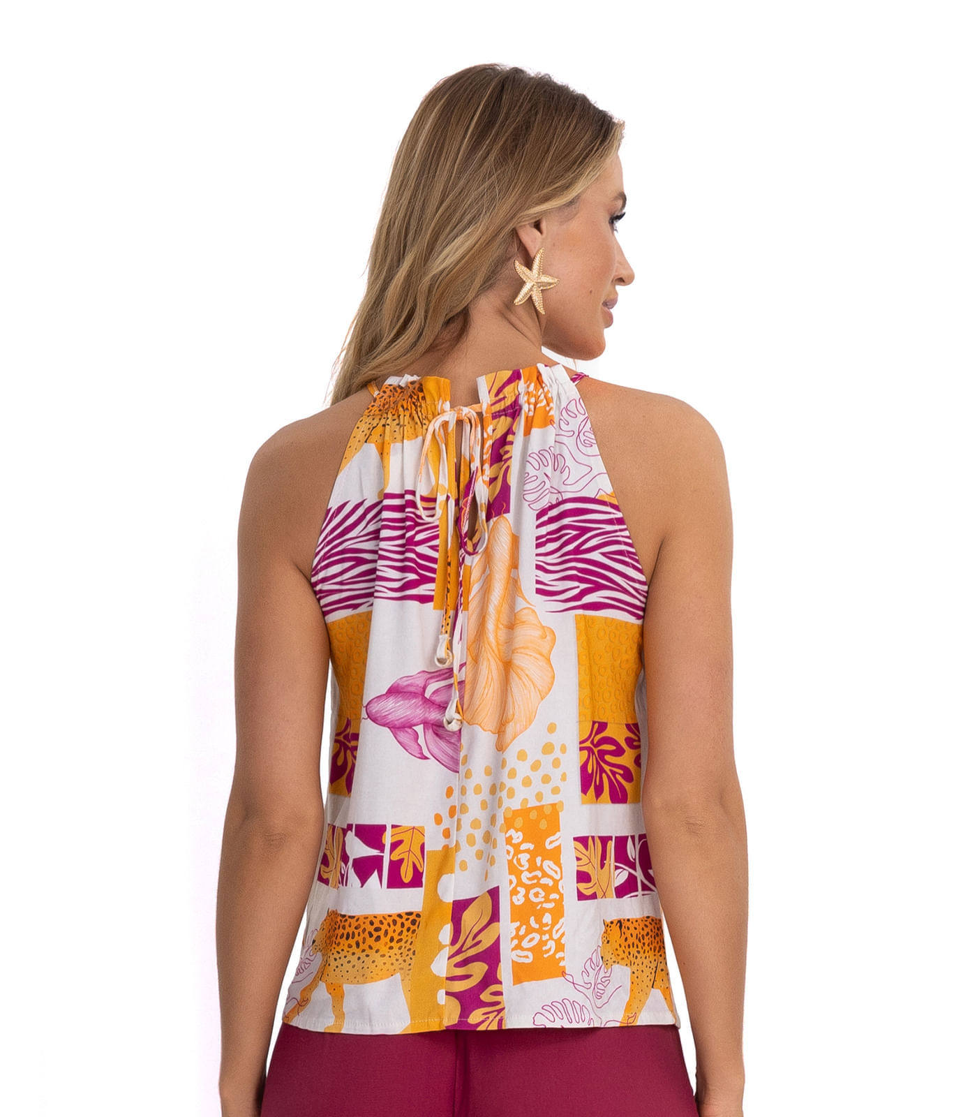 Miniatura Blusa De Alça Feminina Viscose Khyara Endless Amarelo G