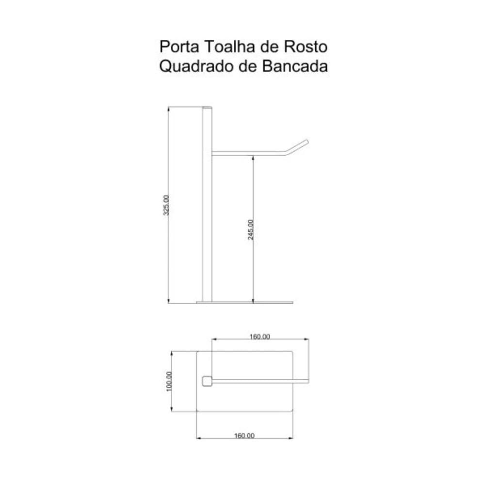 Miniatura Porta Toalha de Bancada Inox Square SQ12582 Ducon Metais Preto Fosco