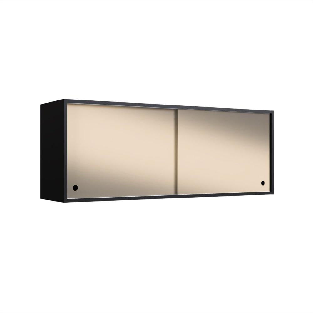 Miniatura Armário Aéreo de Cozinha 120cm 2 Portas em Vidro Requinte Yescasa Preto