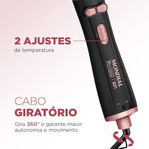 Miniatura Escova Rotativa Mondial ERB-01 1200 W Bivolt - Preto/Golden Rose