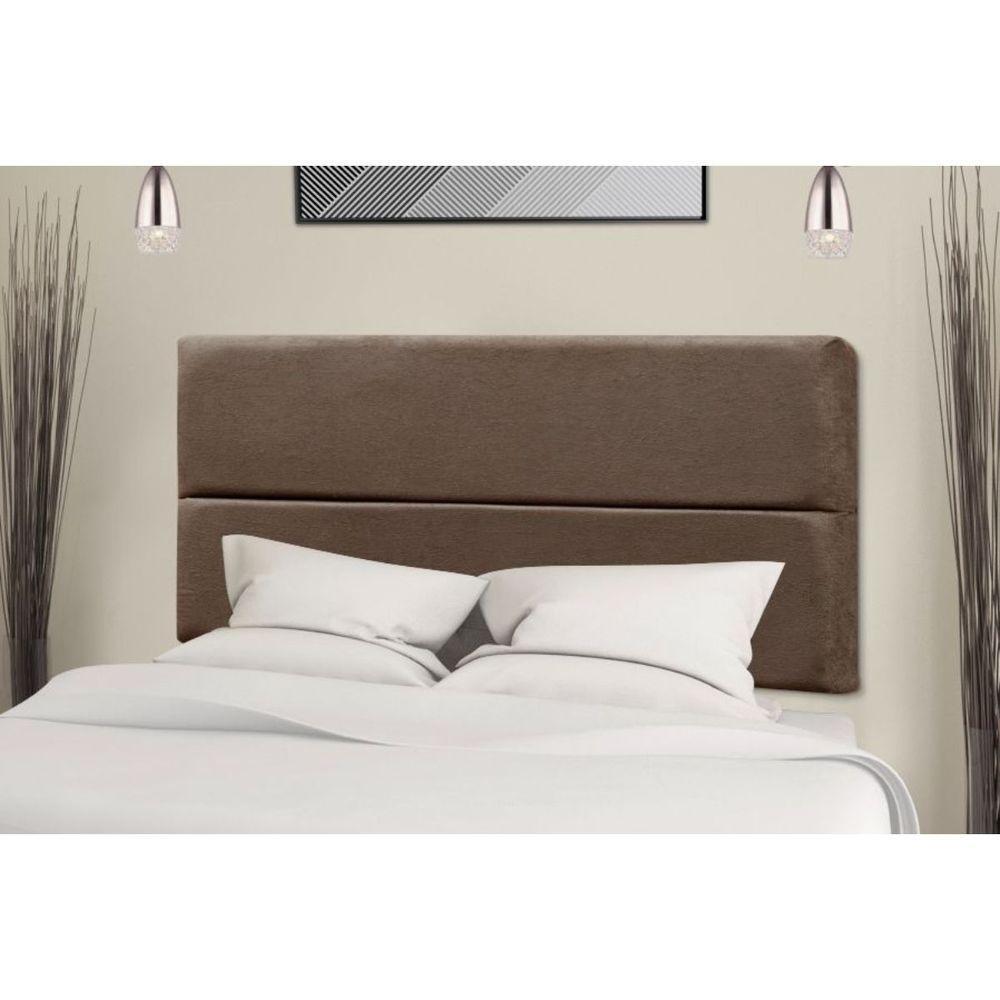 Cabeceira Cama Box Estofada Painel 140Cm Paloma Suede Marrom