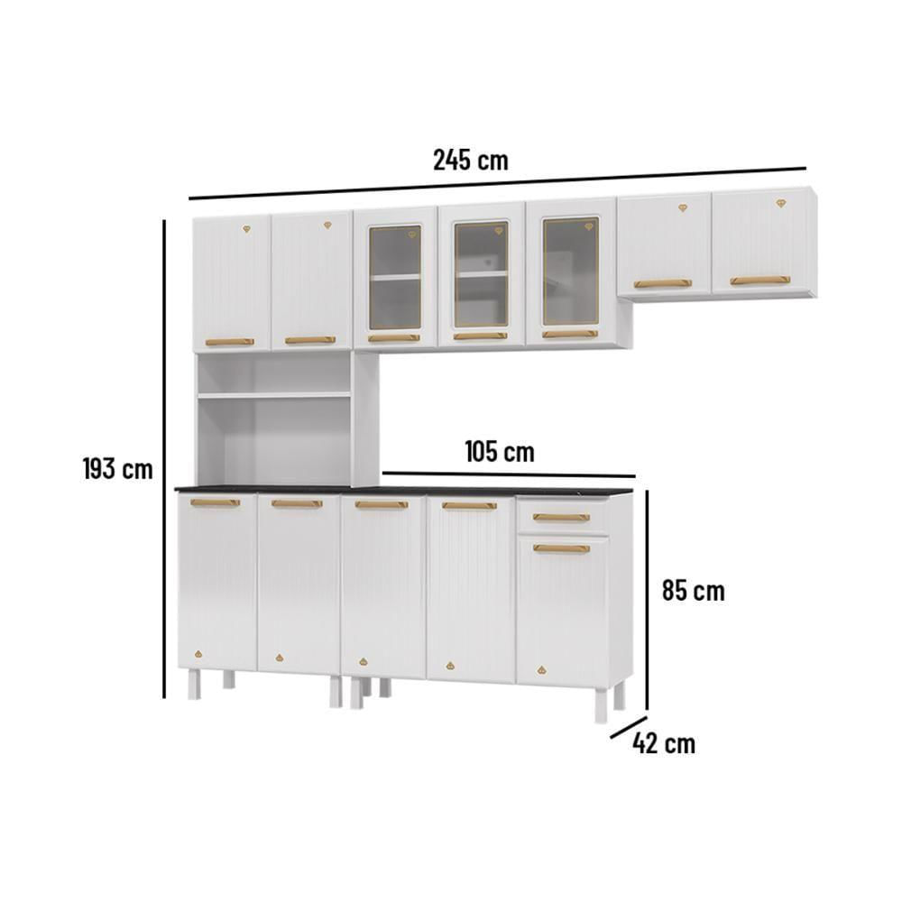 Miniatura Cozinha Completa De Aço 4 Peças Armário Para Forno-micro E Balcão Multimóveis Cr20371 Branco