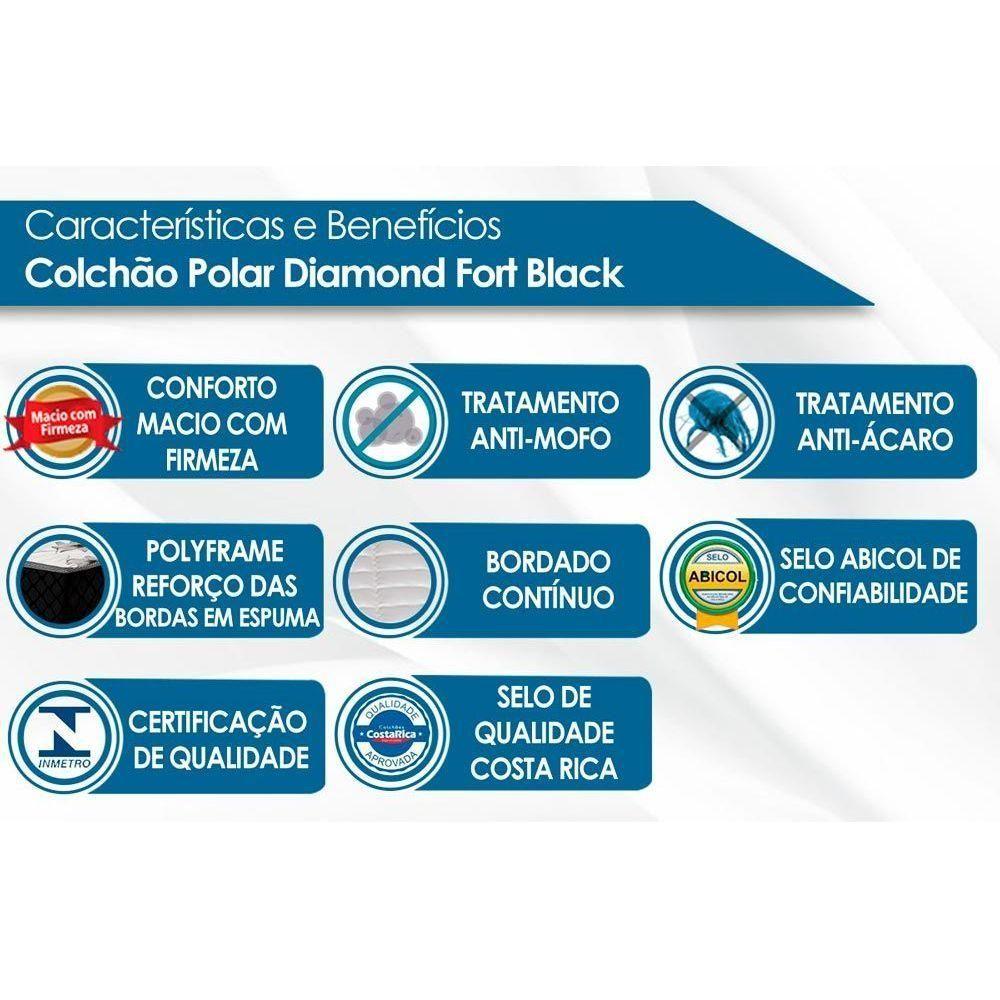 Miniatura Cama Box Queen: Colchão Molas Polar Superlastic Diamond + Base Crc Rústico Black(158X198)