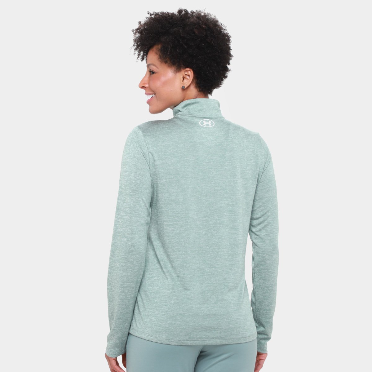 Miniatura Blusa Under Armour Tech Zip Feminina Verde+Branco - GG