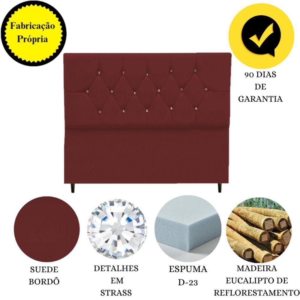 Miniatura Cabeceira Cama Box Solteiro 90 Cm Geovana Suede Bordô