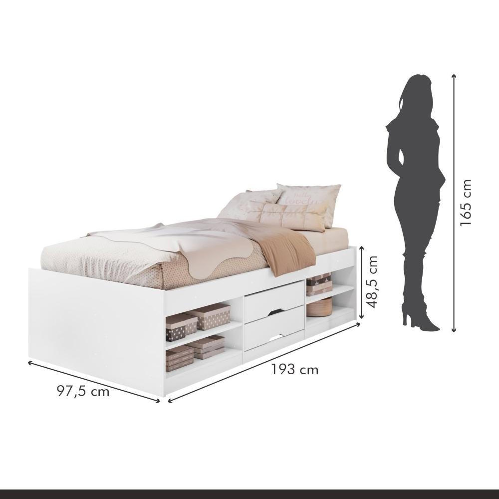 Miniatura Cama Solteiro Multifuncional 2 Gavetas Branco