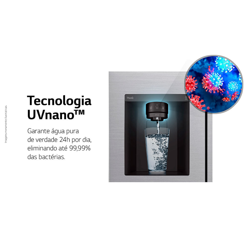 Miniatura Refrigerador Side by Side LG de 02 Portas Frost Free com 611 Litros UVnano Aço Escovado - GC-L257SLP 110