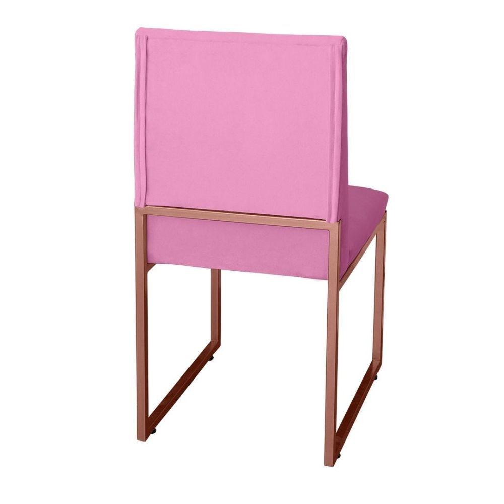 Miniatura Kit 2 Cadeira De Jantar Escritorio Industrial Garden Ferro Bronze Suede Rose