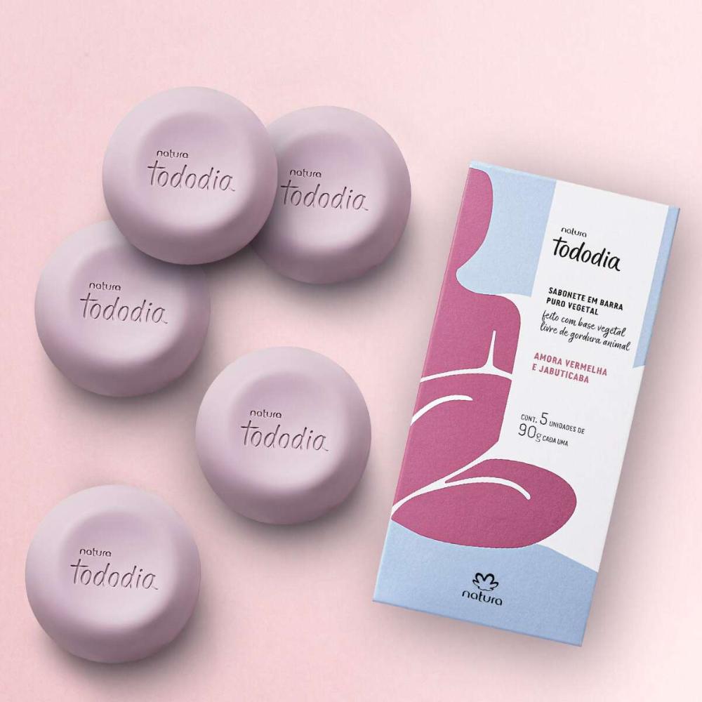 Miniatura SABONETE EM BARRA PURO VEGETAL TODODIA AMORA VERMELHA E JABUTICABA 5 UN DE 90 G CADA