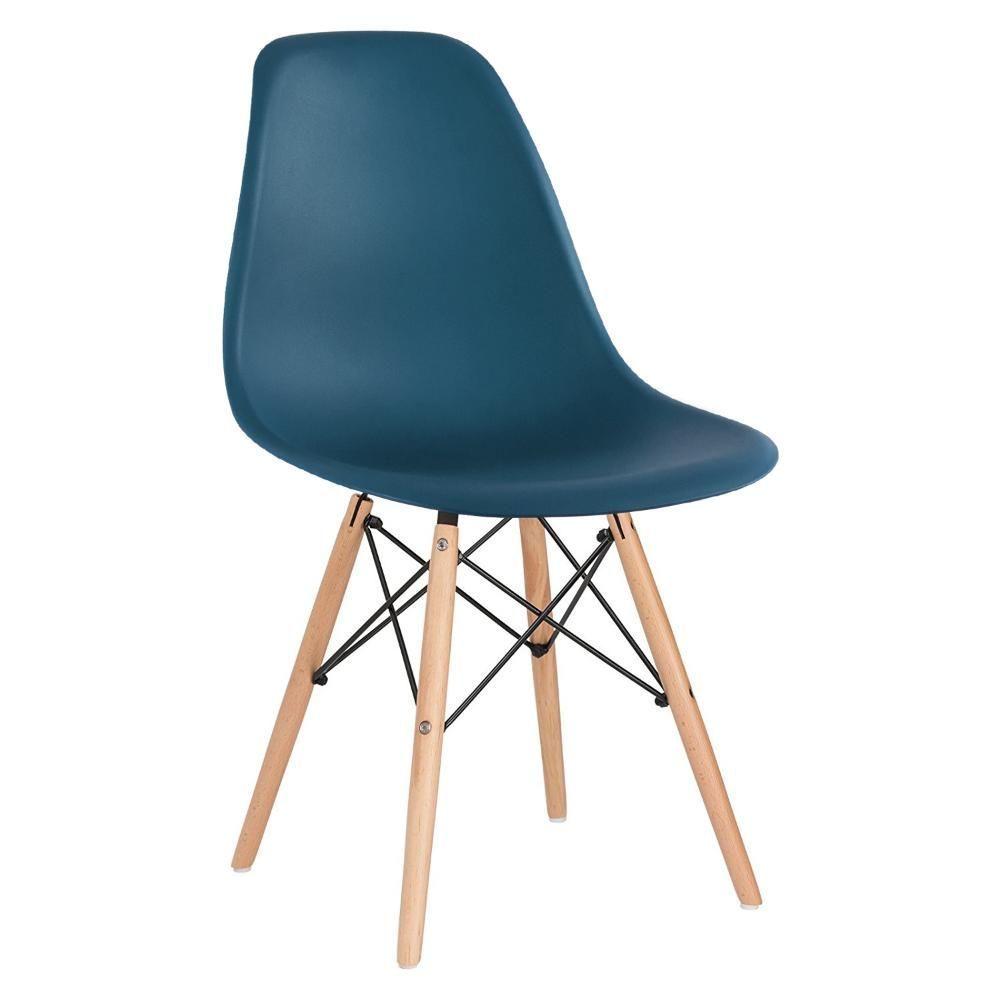 Kit 2 Cadeiras Eames Daw Com Braços + 1 Cadeiras Eiffel Dsw Azul Petróleo