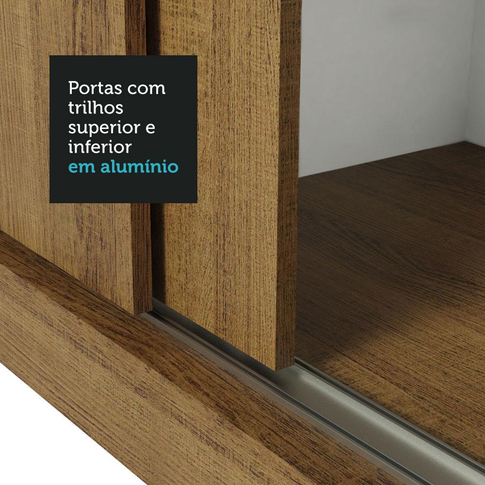 Guarda Roupa Casal Madesa Lyon 3 Portas de Correr com Espelho 2 Gavetas Rustic