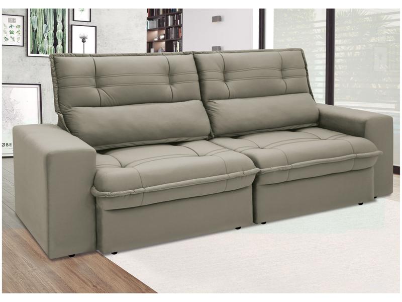 Sofá 4 Lugares Retrátil Reclinável Suede Palatino Linoforte Capuccino