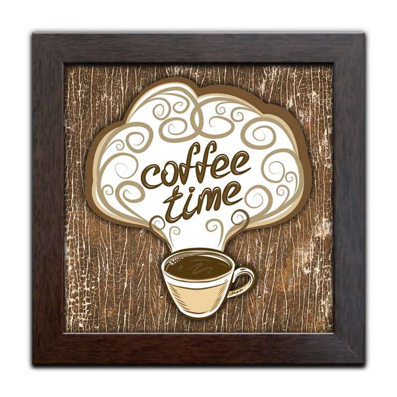 Miniatura Quadro Decorativo com Moldura Café Coffee K-004 - Kit De 3