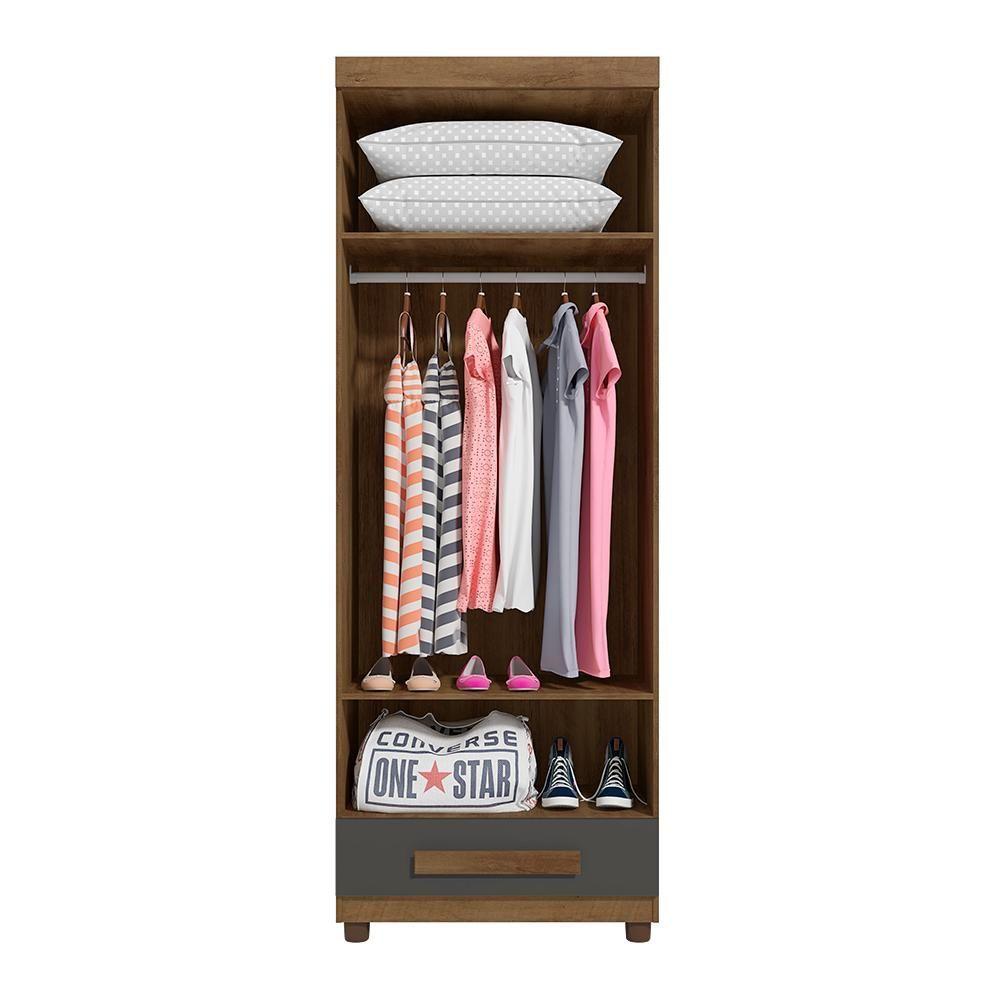 Miniatura Guarda Roupa Com 2 Portas Trento Cinamomo Grafite