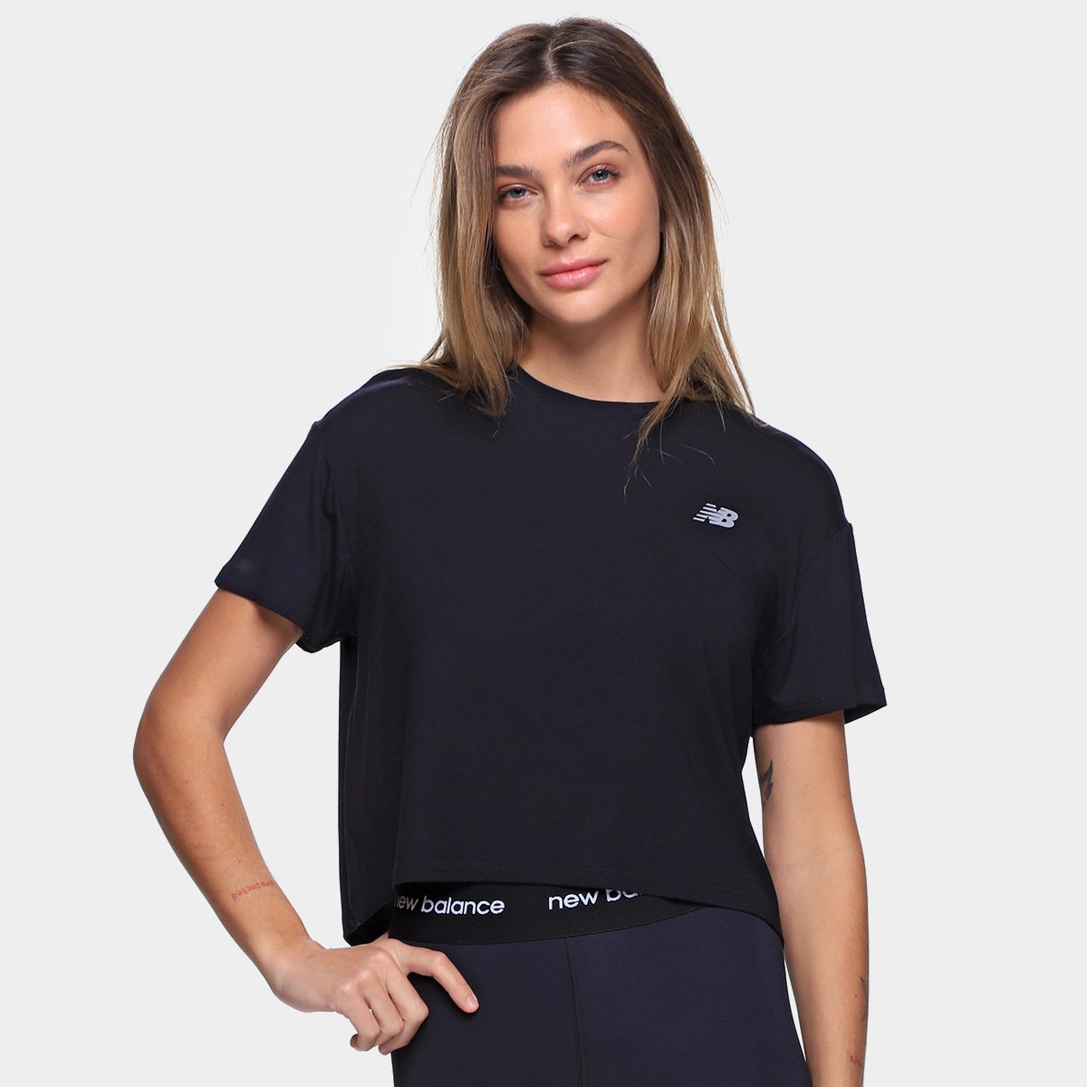 Miniatura Cropped New Balance Drapey Feminino Preto - G