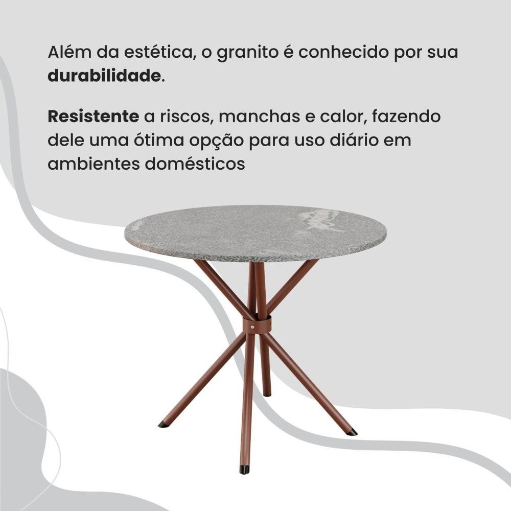Miniatura Conjunto Sala de Jantar Mesa Redonda 70cm Tampo Granito Topázio 4 Cadeiras Linda Yescasa Paraopeba/Marrom