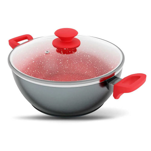 Miniatura Panela Philco Redstone com Tampa de Vidro 4,6L Cinza e Vermelho