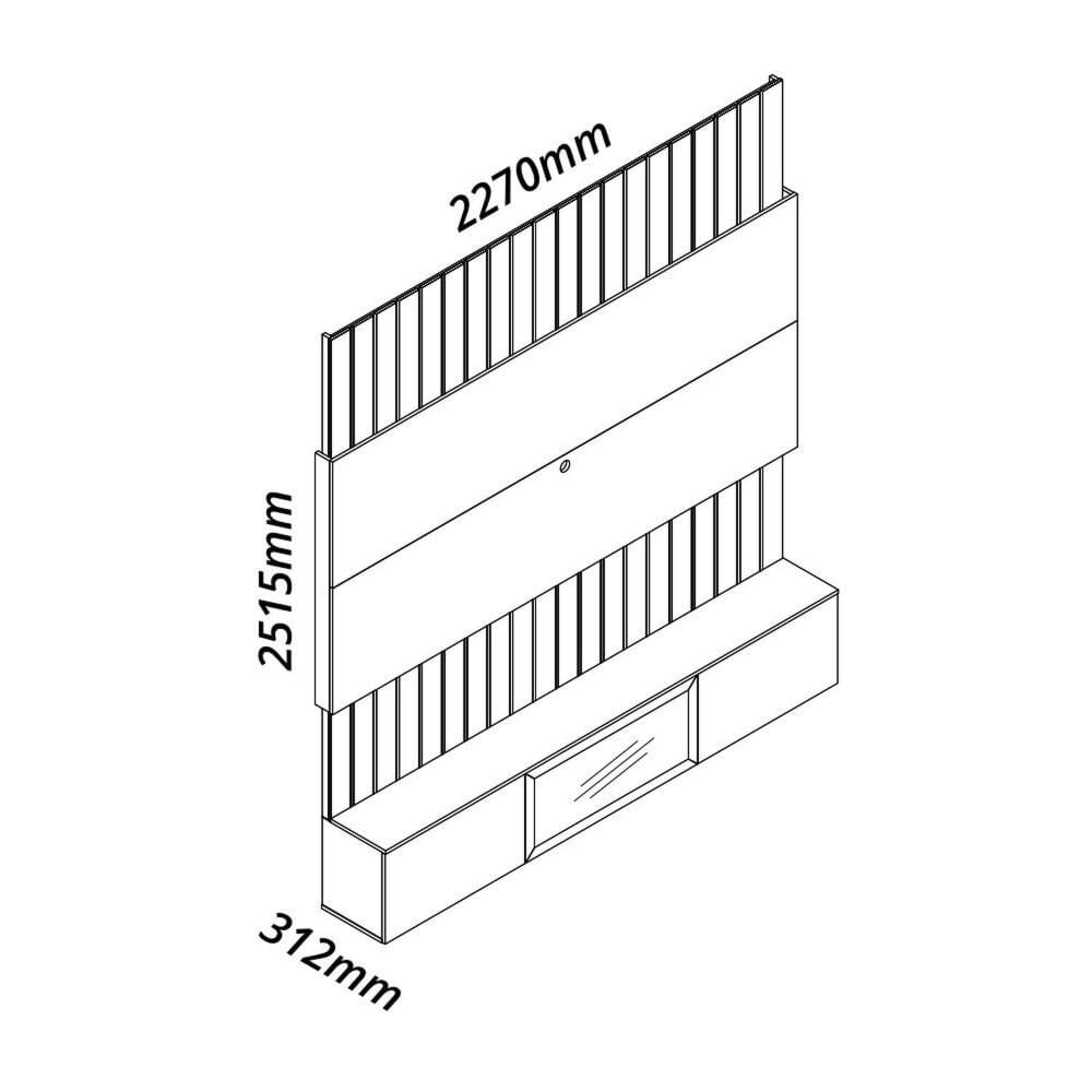 Miniatura Estante Home para Tv até 85 Polegadas com Led 230cm Soberano Reflecta Off White/Verde