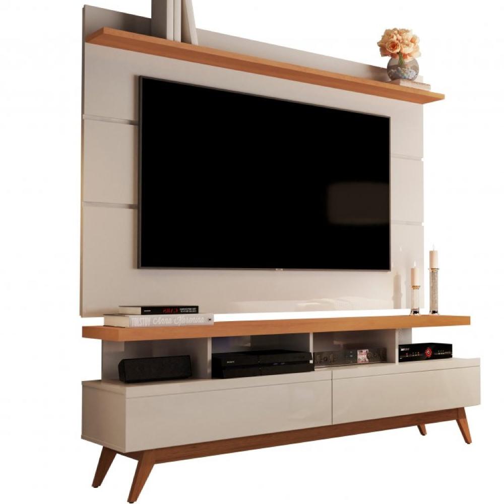 Miniatura Conjunto Rack Vivare Wood e Painel para TV até 60 polegadas Vivare 1.6 Off White Nature Móveis Germai Off White Nature