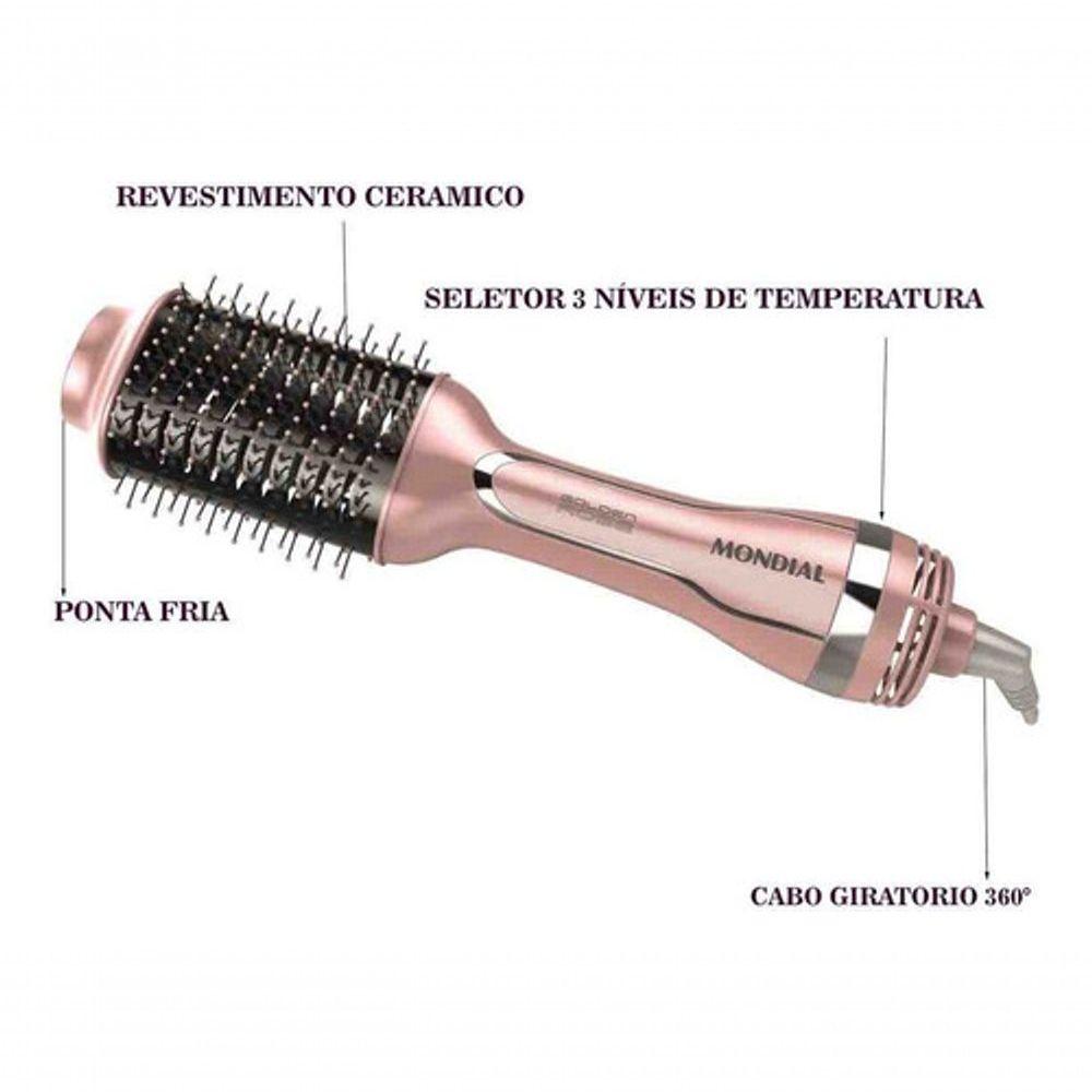Miniatura Escova Secadora Mondial Cerâmica íons Magic C/ Garantia 110v / Rosa