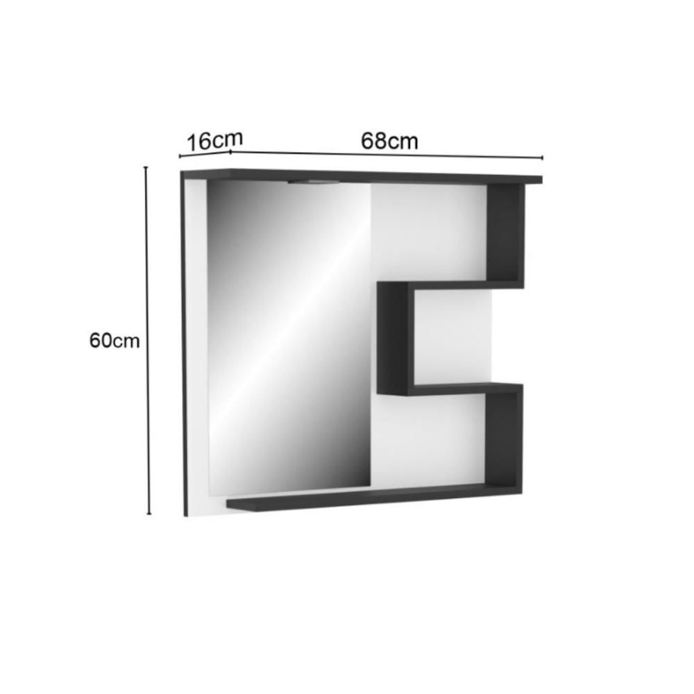 Miniatura Conjunto de Banheiro Gabinete com Pés com Cuba e Espelheira Veneza Branco/Preto