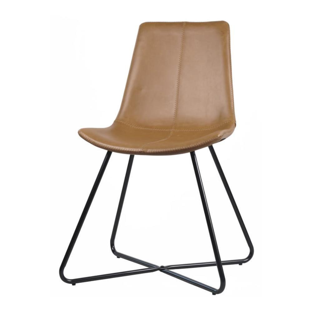 Miniatura Kit 2 Cadeiras Brenda Rivatti Poliuretano Caramelo Base Preta