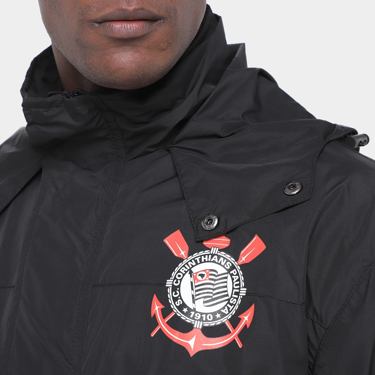 Miniatura Jaqueta Corta Vento Corinthians Coimbra Masculina Preto - G