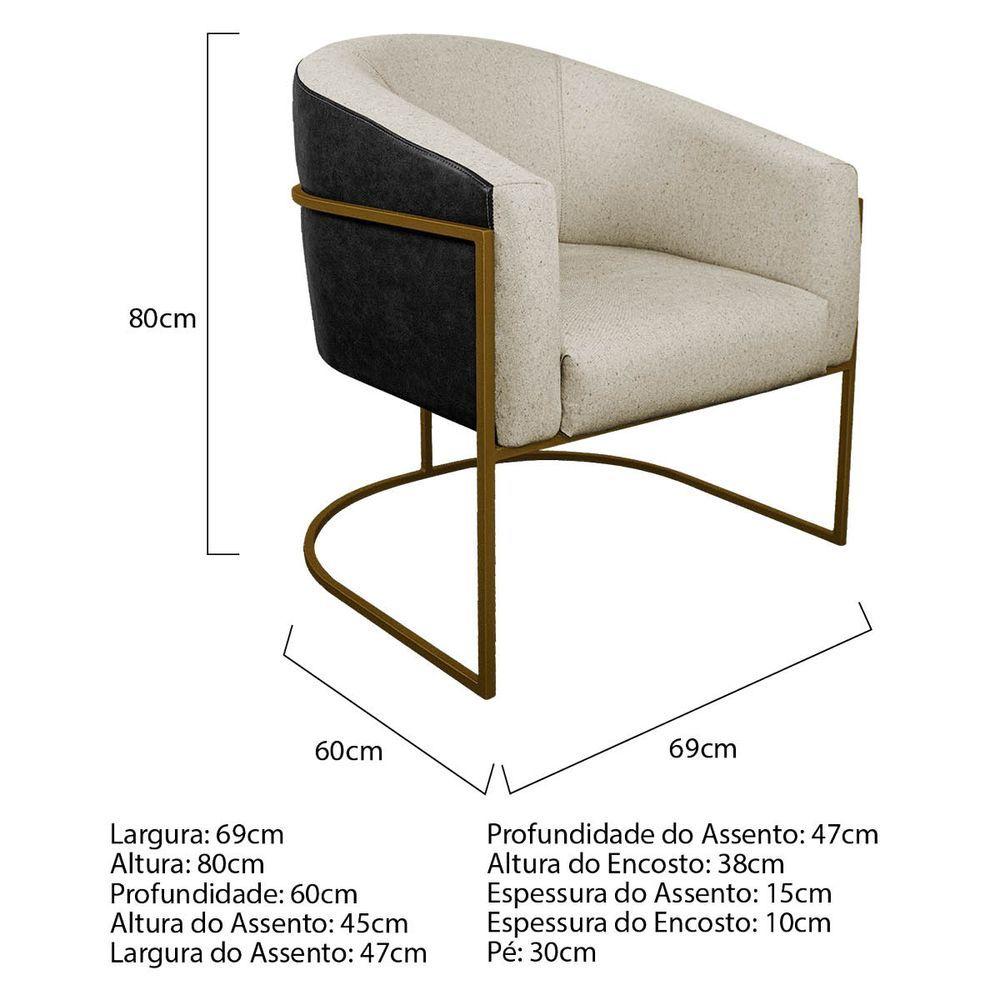 Miniatura Poltrona Base de Ferro Preto e Linho Bege